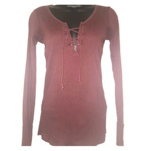Long sleeve lace up tee by Abercrombie & Fitch